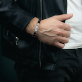 Men's Executive Success Bracelet: Black Tourmaline, Onyx, Hematite, Clear Quartz and Silver Steel